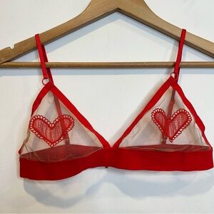 For Love & Lemons Heart Mesh Bra Bralette Skivvies 'Be Mine' Red